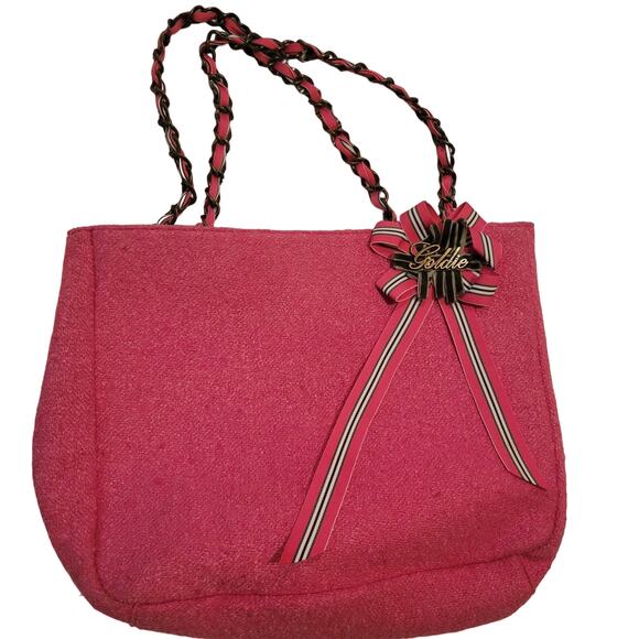 VTG Y2K Goldie Limited Edition Pink Ribbon Chain Wool Blend Shoulder Bag Purse - Picture 15 of 16